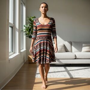 Multicolor Stylish Patterned Dress XL